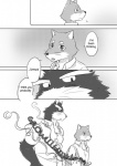 anthro canid canine canis clothing comic cotton_(artist) dialogue domestic_dog english_text fur greyscale male mammal monochrome natsume_(tooboe_bookmark) nitobe text tooboe_bookmark