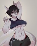 abs anthro big_breasts black_hair bodily_fluids breasts female hair nipple_outline non-mammal_breasts solo sweat under_boob wide_hips bunnywhiskerz fish marine shark digital_media_(artwork) hi_res shaded