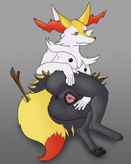 animal_genitalia animal_vulva anthro anus black_body black_fur breasts butt canine_genitalia canine_vulva claws digitigrade female finger_claws fur genitals nipples red_body red_fur solo spread_vulva spreading toe_claws vulva white_body white_fur yellow_body yellow_fur tiny_terrible nintendo pokemon braixen canid canine generation_6_pokemon mammal pokemon_(species) 4:5 absurd_res hi_res