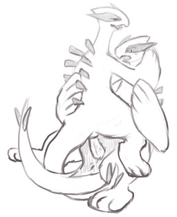 ambiguous_gender duo erection feral genitals male penis tail haychel nintendo pokemon avian generation_2_pokemon legendary_pokemon lugia pokemon_(species) 2012 digital_drawing_(artwork) digital_media_(artwork) hi_res monochrome sketch source_request