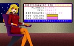 anthro blonde_hair cosplay female fur gaming hair low_poly orange_body orange_fur purple_eyes questioning receptionist sitting solo text videogame_setting welcoming v--r ms-dos tangobunny lagomorph leporid mammal rabbit 3d_(artwork) digital_media_(artwork) english_text