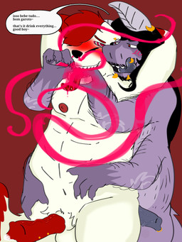 anthro bodily_fluids body_hair cum dialogue duo eye_contact genital_fluids grinding hypnosis hypnotic_eyes leaking_cum looking_at_another male male/male mind_control nipples overweight piercing purple_body ringed_eyes simple_background smoke speech_bubble text sunny_furr arthropod canid canine canis hybrid insect lepidopteran mammal moth wolf 3:4 english_text hi_res