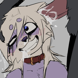anthro balls blonde_hair blush bodily_fluids collar cum cum_inside ear_penetration freckled_face freckles fur genital_fluids genitals hair long_hair looking_pleasured looking_up male male_penetrating mindfuck multicolored_body multicolored_fur open_mouth open_smile penetration penile penile_penetration penis purple_body purple_fur red_collar simple_background smile solo white_body white_fur borealhao lamapola vinea_(lamapola) domestic_ferret mammal mustelid musteline true_musteline weasel 1:1 2026 absurd_res digital_media_(artwork) hi_res portrait nonbinary_(lore)