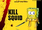 anthro blood blood_splatter blue_eyes bodily_fluids buckteeth clothing footwear jumpsuit katana male melee_weapon on_model parody shoes solo sponge sword teeth weapon yellow_body yellow_skin stepanda kill_bill nickelodeon spongebob_squarepants spongebob_squarepants_(character) marine sea_sponge