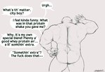back_muscles butt english_text hi_res human male mammal muscular muscular_male nude papyreit profanity rear_view solo text transformation