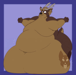 anthro antlers belly big_belly big_butt big_moobs biped black_nose brown_body brown_countershading brown_fur brown_hair brown_tail butt chubby_cheeks countershade_arms countershade_face countershade_fur countershade_tail countershade_torso countershading fat_arms fat_neck fur hair horn huge_belly huge_butt huge_moobs hyper hyper_belly male male_anthro moobs morbidly_obese morbidly_obese_anthro morbidly_obese_male nude nude_anthro nude_male obese obese_anthro obese_male overweight overweight_anthro overweight_male solo spread_arms standing tail thick_thighs wide_eyed strawberrymilkdog deer mammal new_world_deer reindeer 2023 colored hi_res