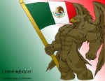 anthro beak biped brown_eyes exclamation_point featureless_crotch flag flagpole male mexican_flag mexico muscular muscular_anthro muscular_male nipples nude patriotism politics proud solo standing x-zudomon mexican_eagle accipitrid accipitriform avian bird eagle golden_eagle true_eagle