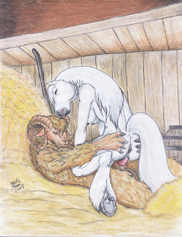 anthro anthro_on_anthro breasts butt butt_grab cowgirl_position duo erection eyes_closed female female_on_top female_penetrated from_front_position genitals hand_on_butt hooves horn horseshoe interspecies male male/female male_on_bottom male_penetrating male_penetrating_female nipples nude on_bottom on_top open_mouth penetration penile penile_penetration penis penis_in_vagina sex straddling tail underhoof vaginal vaginal_penetration vulva whitefenrril bovid caprine equid equine horse mammal 2009
