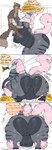 all_fours anthro areola arm_tuft big_areola big_breasts big_butt big_penis black_areola black_nipples black_nose blush breasts burping butt butt_focus butt_jiggle cunnilingus digestion digestion_noises dripping_pussy duo female genitals grey_body hair hearts_around_text holding_up_other_character jiggling larger_anthro larger_female larger_pred leg_tuft male male/female nipples nude oral pawpads penis pink_hair pink_nose pokemorph pussy rumbling_stomach scared_expression sex sex_inside_body sex_inside_stomach size_difference slightly_chubby smaller_anthro smaller_male speech_bubble text thick_thighs tuft vaginal vore weight_gain itskorrie nintendo pokemon korrie_(character) ribbon_(bowhuskers) arcanine canid canine canis generation_1_pokemon mammal pokemon_(species) wolf comic english_text hi_res