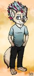 anthro black_body black_fur blue_eyes blue_hair brown_body brown_fur fur hair male purple_hair solo white_body white_fur ziegelzeig bad_guy_cafe steam_(firefox) canid canine fox mammal 2023