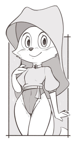 4_fingers alternate_costume anthro biped border cheek_tuft closed_smile clothed clothed_anthro clothed_female clothing eyelashes facial_tuft female female_anthro fingers flat_chested fully_clothed fully_clothed_anthro fully_clothed_female headdress leotard looking_at_viewer mouth_closed outside_border pupils redesign smile smiling_at_viewer snout solo tail toony topwear tuft wimple theartmanor disney robin_hood_(disney) maid_marian canid canine fox mammal hi_res monochrome sketch