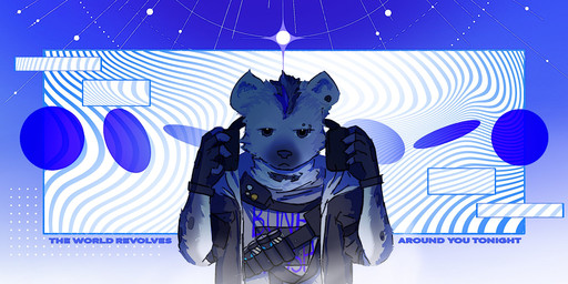 anthro bandolier black_hair blue_hair clothed clothing collar ear_piercing electronics eyebrow_piercing facial_piercing fingerless_gloves fur gloves grey_body grey_fur hair handwear headphones holding_headphones holding_object looking_at_viewer male markings multicolored_hair open_clothing piercing shirt solo spots spotted_body spotted_fur text topwear two_tone_hair stardust0520 arknights hypergryph studio_montagne spot_(arknights) hyena mammal spotted_hyena 2026 english_text hi_res