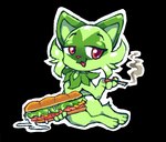 ambiguous_fluids ambiguous_gender anthro drugs ears_up food fur gesture green_body green_fur ham_sandwhich holding_object male marijuana red_eyes sandwich_(food) simple_background smoke solo submarine_sandwich suggestive suggestive_gesture transparent_background thatguynamedjoe nintendo pokemon felid feline felis generation_9_pokemon mammal pokemon_(species) sprigatito alpha_channel digital_media_(artwork)