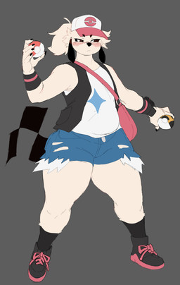 anthro bottomwear clothed clothing denim denim_bottomwear denim_clothing denim_shorts hat headgear headwear pokeball shirt shorts solo standing tank_top topwear vest dogsc0ut nintendo pokemon pokemon_trainer pooch_(dogsc0ut) bird_dog bloodhound canid canine canis domestic_dog hunting_dog labrador mammal retriever scent_hound absurd_res hi_res