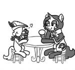 bandanna clothing cutie_mark dessert duo earth_pony emerald_jewel_(colt_quest) equid equine fan_character feathers female feral ficficponyfic food hasbro hat headgear headwear heart_symbol horn horse ice_cream joyride_(colt_quest) kerchief male mammal monochrome my_little_pony mythological_creature mythological_equine mythology pony ribbons simple_background unicorn white_background young young_feral
