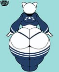anthro big_butt biped black_eyes blue_clothing butt clothed clothing crop_top eyebrows femboy fur hair huge_butt hyper hyper_butt legwear long_tail looking_at_viewer male male_anthro overweight overweight_anthro reflective_body shirt simple_background smile solo t-pose tail text thick_thighs thigh_highs topwear white_body white_ears white_eyes white_fur white_hair white_skin wide_hips jaeblorocks jaeblo_(jaeblorocks) domestic_cat felid feline felis mammal 2025 artist_name digital_drawing_(artwork) digital_media_(artwork) english_text model_sheet shaded sketch
