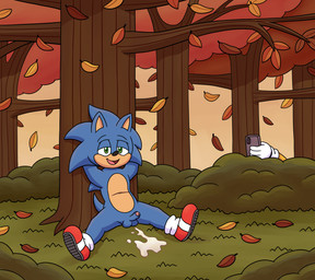 after_masturbation ambiguous_gender anthro autumn_leaves balls being_watched black_nose blue_body blue_fur bodily_fluids cellphone clothing cum cum_on_ground duo electronics erection footwear foreskin forest forest_background fur genital_fluids genitals gloves grass green_eyes half-closed_eyes handwear hiding hiding_behind_object holding_object holding_phone humanoid_genitalia humanoid_penis in_tree leaf leaning_on_tree looking_at_another male narrowed_eyes nature nature_background open_mouth outside penis phone plant recording recording_video shoes shrub sitting small_penis smartphone solo_focus spread_legs spreading stealth tree white_clothing white_gloves white_handwear danel sega sonic_the_hedgehog_(film) sonic_the_hedgehog_(series) sonic_the_hedgehog eulipotyphlan hedgehog mammal cel_shading digital_drawing_(artwork) digital_media_(artwork) hi_res shaded