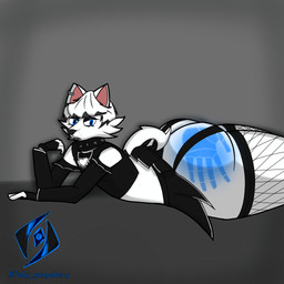 alternative_fashion big_butt butt butt_pose butt_slap clothed clothing goth makeup male pose slap solo spanking toby_mongobery toby_mongobery_munford canid canine canis domestic_dog husky mammal nordic_sled_dog spitz 1:1 absurd_res hi_res