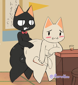 anal anal_penetration anthro balls big_butt big_penis black_body black_fur bottom_heavy butt butt_jiggle chibi drunk duo erection femboy fur genitals huge_butt huge_thighs humanoid_genitalia jiggling male male/male male_penetrated male_penetrating male_penetrating_male nude penetration penis sex simple_background smile substance_intoxication thick_thighs white_body white_fur wide_hips ruimu_kiou doko_demo_issho sony_corporation sony_interactive_entertainment kuro_(doko_demo_issho) toro_inoue animal_humanoid cat_humanoid domestic_cat felid felid_humanoid feline feline_humanoid felis humanoid mammal mammal_humanoid animated hi_res