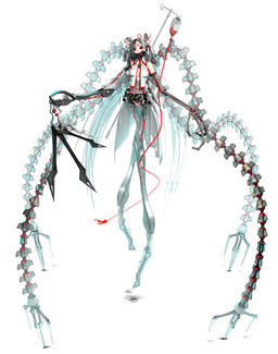 3_fingers accessory barely_visible_genitalia barely_visible_vulva belt black_belt blood bodily_fluids bone bottomwear breasts clothed clothing corset female fingers genitals hair hair_accessory hair_ribbon hat headgear headwear iv_bag jewelry lingerie long_arms long_hair long_legs looking_at_viewer machine mechanical_arm mechanical_leg mechanical_tentacles medium_breasts metal necklace no_bra no_underwear not_furry nurse nurse_clothing nurse_hat nurse_headwear nurse_uniform red_eyes ribbons shirt simple_background skeletal_arm skirt solo syringe tentacles topwear twintails_(hairstyle) uniform vulva white_background white_bottomwear white_clothing white_hair white_shirt white_skirt white_topwear wire deino_(artist) deino_(modeler) calne_ca humanoid robot robot_humanoid 2026 3d_(artwork) autodesk_3ds_max_(artwork) digital_media_(artwork) full-length_portrait hi_res light_theme portrait