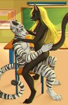 anthro blonde_hair blue_eyes breasts chalkboard classroom duo female hair information_board male male/female nipples school sex nicotine-mayhem tau_maxim felid feline mammal pantherine tiger