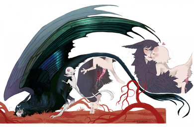 animal_genitalia barbed_pussy blue_body blue_feathers blush bodily_fluids dark_body dark_feathers duo eyes_closed feathers feet female female_penetrated feral forehead_gem fur gem genital_fluids genitals green_wings heart_symbol human_faced_feral interspecies larger_female larger_feral larger_penetrated making_out male male/female male_penetrating male_penetrating_female monotone_body monotone_fur orgasm penetration penis pink_penis pseudo-penis red_gem red_vulva roots sex size_difference smaller_male sweat tail tail_tuft tapering_penis teratophilia text tuft vaginal_fluids vulva what white_body white_face white_feet white_fur white_tail wings jejejunum european_mythology greek_mythology mythology secret_(jejejunum) whisper_(jejejunum) avian dragon harpy monster mythological_avian mythological_creature mythological_scalie nethermare scalie 2025 artist_name digital_media_(artwork) hi_res female_(lore)