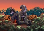 anthro basket butt container evening female food fruit fur genitals hair holidays jack-o'-lantern nude outside plant pumpkin pumpkin_butt pussy solo nanochetha halloween victoria_wolfenstien canid canine canis mammal wolf absurd_res hi_res