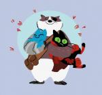 anthro black_body black_fur blue_body blue_fur fur group heart_symbol hug humanoid_hands male overweight overweight_male white_body white_fur windseea cartoon_network mao_mao:_heroes_of_pure_heart adorabat badgerclops sheriff_mao_mao_mao badger bat domestic_cat felid feline felis mammal mustelid musteline 2019