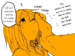 4:3 anthro canid canine canis comforting comic dialogue disembodied_hand duo english_text female fur hair hard_translated human human_focus kemono lila_(kashiwagi_aki) mammal not_furry_focus one_eye_closed short_hair solo_focus text third-party_edit translated translation_edit wolf yakantuzura young zinovy