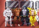 anthro armor brown_body bulge clothed clothing detailed_bulge fire_axe fire_engine firefighter firefighter_helmet fur genitals group headgear helmet horn jockstrap male muscular muscular_anthro muscular_male penis penis_base pose pubes topless truck_(vehicle) underwear vehicle white_body white_fur yellow_body alphamoonlight mario_bros nintendo alexander_robert_fanghead bovid canid canine canis caprine equid equine goat horse koopa mammal scalie wolf 2022