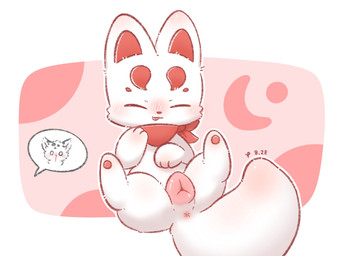 animal_genitalia animal_vulva anus canine_genitalia canine_vulva chibi eyes_closed female feral genitals multicolored_body open_mouth scarf smile solo spread_legs spreading tail vulva xiaoyee_moon asian_mythology east_asian_mythology fabulous_beasts fenz_(studio) japanese_mythology mythology fuzai_(fabulous_beasts) canid canine fox mammal hi_res