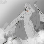 anthro breasts female nipples nude shower solo tail towel wet wings sunny_way capcom monster_hunter patreon rath_wyvern rathian scalie digital_media_(artwork) hi_res