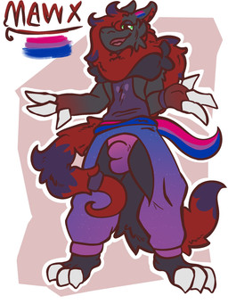 anthro bisexual_pride_colors bodypaint bulge claws clothing exposed_thighs fluffy grin lgbt_pride male paint pride pride_color_clothing pride_color_flag pride_colors scar simple_background small_waist smile solo judasthesinner nintendo pokemon maw_(mawx) generation_5_pokemon pokemon_(species) zoroark 3:4 hi_res