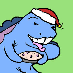 ambiguous_gender blue_body blueberry_pie christmas_clothing christmas_headwear clothing feral food green_background hat headgear headwear holding_food holding_object holding_pie holidays open_mouth pastry pie pink_tongue santa_hat semi-anthro simple_background solo teeth tongue tongue_out eisenfaust christmas nintendo pokemon generation_2_pokemon pokemon_(species) quagsire 1:1 2008 aliasing digital_drawing_(artwork) digital_media_(artwork) flat_colors low_res