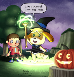 accident accidental_exposure age_difference bat_panties blush bottomwear clothed clothing erection erection_under_clothing female hat headgear headwear holidays jack-o'-lantern magic magic_user magical_mishap male night panties pattern_bottomwear pattern_clothing pattern_panties pattern_underwear public public_exposure shota smile surprised underwear upskirt white_clothing white_panties white_underwear witch_costume witch_hat young sl350 animal_crossing halloween nintendo isabelle_(animal_crossing) villager_(animal_crossing) canid canine canis domestic_dog human mammal 2017 hi_res