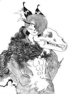 animal_skin anthro arm_tuft big_breasts big_ears big_hands bobtail bone breasts chest_tuft ear_tuft eyebrows female fur hair inner_ear_fluff markings multicolored_body multicolored_fur navel one_eye_obstructed pelt_clothing pubes pubes_exposed pupils short_hair short_tail shoulder_tuft simple_background skull slit_pupils solo spots spotted_body spotted_fur tail thick_eyebrows thick_thighs tuft two_tone_body two_tone_fur white_background efradraws northwind_(efradraws) yamane_(efradraws) felid feline lynx mammal absurd_res graphite_(artwork) hi_res monochrome sketch traditional_media_(artwork)