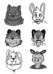 anthro clothing collar expressions facial_piercing fur group hair male markings multicolored_body multicolored_fur nose_piercing open_mouth piercing shirt smile spots spotted_body spotted_fur tank_top teeth topwear two_tone_body two_tone_fur saku1saya i_think_i_like_you dev_(i_think_i_like_you) leon_(i_think_i_like_you) ray_(i_think_i_like_you) red_(i_think_i_like_you) sky_(i_think_i_like_you) zeb_(i_think_i_like_you) american_opossum canid canine canis domestic_dog felid lagomorph leporid mammal marsupial pantherine rabbit snow_leopard tiger wolf absurd_res hi_res monochrome