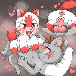 animal_genitalia animal_penis anthro anus balls_deep biped blush blush_lines brown_eyes brown_hair canine_genitalia canine_penis chest_tuft cowgirl_position duo erection female from_front_position genitals glistening glistening_eyes grey_body grey_tail hair heart_symbol internal knot lying male male/female maple_leaf motion_lines nipples on_back on_bottom on_top open_mouth penetration penis pillow red_paws red_tail sex simple_background steam tail tail_motion tailwag teeth tuft vaginal vaginal_penetration vulva white_body white_pillow yellow_eyes young conditional_dnp frchpk canada_beaver tiberius_magnus beaver domestic_cat felid feline felis mammal rodent 2025