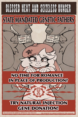 anthro bite_mark blush claw_marks clothing female fur group group_sex hair headgear headwear id_card imminent_sex male male/female poster propaganda propaganda_poster sandwich_position sex surrounded trio tasticstarlight canid canine canis lagomorph leporid mammal rabbit wolf hi_res