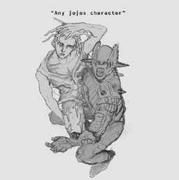 bottomwear clothed clothing duo hair lips looking_at_viewer male not_furry pants quotation_marks shirt simple_background spikes spikes_(anatomy) teeth text topwear white_background plastiboo golden_wind jojo's_bizarre_adventure kraft_work sale_(jjba) human humanoid mammal stand_(jjba) digital_media_(artwork) english_text monochrome sketch