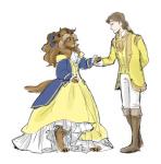 anthro beast_(disney) beauty_and_the_beast belle bow crossgender dc9spot digitigrade dress duo female hair hand_holding horn human long_hair male plain_background ribbons white_background
Rating: Safe
Score: 19
User: chdgs
Date: January 25, 2014
