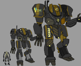 ambiguous_gender ammo_box antennae_(anatomy) anthro armor cybernetics exoskeleton exosuit fluffy fur glowing glowing_eyes group logo machine male mecha sleveless_clothing standing trio yellow_body yellow_eyes yellow_fur rysetheclone ryse animal_humanoid arthropod arthropod_humanoid humanoid insect insect_humanoid lepidopteran lepidopteran_humanoid moth_humanoid hi_res