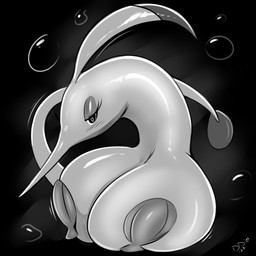 big_breasts black_background bra breasts bubble busty_feral clothing eyelashes female feral huge_breasts long_body narrowed_eyes pasties pupils seashell seashell_bra seashell_pasties shell simple_background solo text underwear conditional_dnp digitaldomain123 nintendo pokemon generation_3_pokemon gorebyss pokemon_(species) 1:1 2026 absurd_res artist_name greyscale hi_res monochrome signature