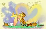 blush clothed clothing duo french_kissing horn kissing lying lying_on_another lying_on_ground lying_on_top male male/male on_back on_ground tongue tongue_out young foxywolxy camp_lazlo cartoon_network clam_(camp_lazlo) larrison_(camp_lazlo) animal_humanoid avian avian_humanoid bird bird_humanoid humanoid mammal rhinoceros stork stork_humanoid