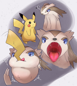 almost_fully_inside blue_eyes bodily_fluids brown_body brown_fur brown_markings cheek_bulge claws duo excessive_saliva fangs feral feral_pred feral_prey fur grey_background in_throat licking licking_lips markings monotone_background motion_lines mouth_shot neck_bulge open_mouth oral_vore palate red_tongue saliva saliva_string same_size_vore sharp_teeth simple_background struggling struggling_prey swallowing tan_body tan_fur teeth tongue tongue_out unwilling_prey vore white_claws zeg_yoros nintendo pokemon generation_1_pokemon generation_3_pokemon linoone pikachu pokemon_(species) absurd_res hi_res sequence