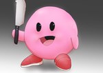 ambiguous_gender black_eyes grey_background knife looking_at_viewer not_furry open_mouth simple_background solo tenshio kirby_(series) kirby_with_a_knife nintendo kirby 2021 hi_res unavailable_at_source