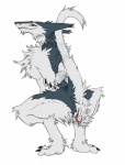 anthro anus biped claws clitoral_hood crossed_arms crouching feet female flat_colors fur genitals hands_behind_back looking_at_viewer looking_back mammal multicolored_body multicolored_fur nude paws prehensile_clitoral_hood pussy raised_tail sergal simple_background smile solo spread_legs spreading syrinoth tail third-party_edit two_tone_body two_tone_fur white_background white_body white_fur yellow_eyes