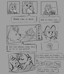 alternative_fashion anthro bodily_fluids canid canine canis comic cum cum_in_mouth cum_inside dialogue dog_boy_(mevka) domestic_dog drinking drinking_cum drugged english_text female fox fox_girl_(mevka) genital_fluids goth hand_lick kissing kissing_cheek male male/female mammal mevka_(artist) monochrome shirtless shirtless_male size_difference speech_bubble substance_intoxication text