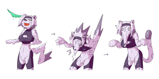 anthro base_one_layout basic_sequence breasts cleavage clothed clothing feathers female linear_sequence one_row_layout question_mark simple_background sneeze solo three_frame_image three_frame_sequence white_background dlrowdog felid mammal 2014 2:1 hi_res sequence