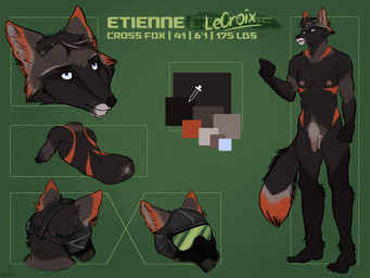 anthro balls eyewear foreskin genitals goggles male mask military_gear night_vision_goggles penis solo backalleyarts qapricore etienne_lecroix canid canine cross_fox fox mammal red_fox true_fox 4:3 absurd_res hi_res model_sheet